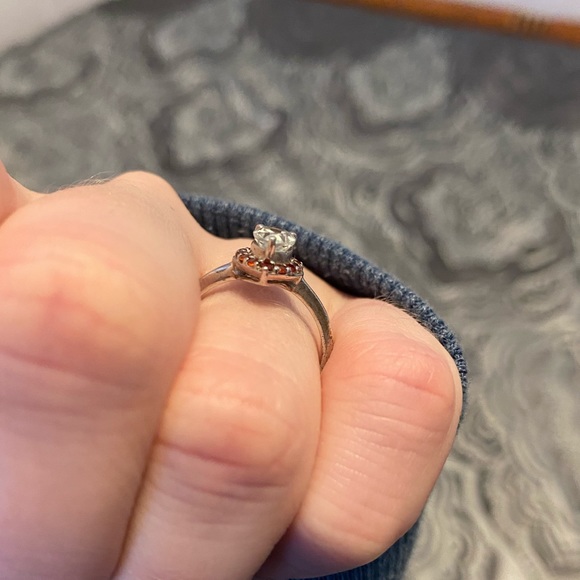 *Sold* Pear Shaped Garnet Halo Aquamarine Ring - Picture 7 of 8